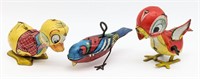 Japan & German Tin Litho Windup Birds