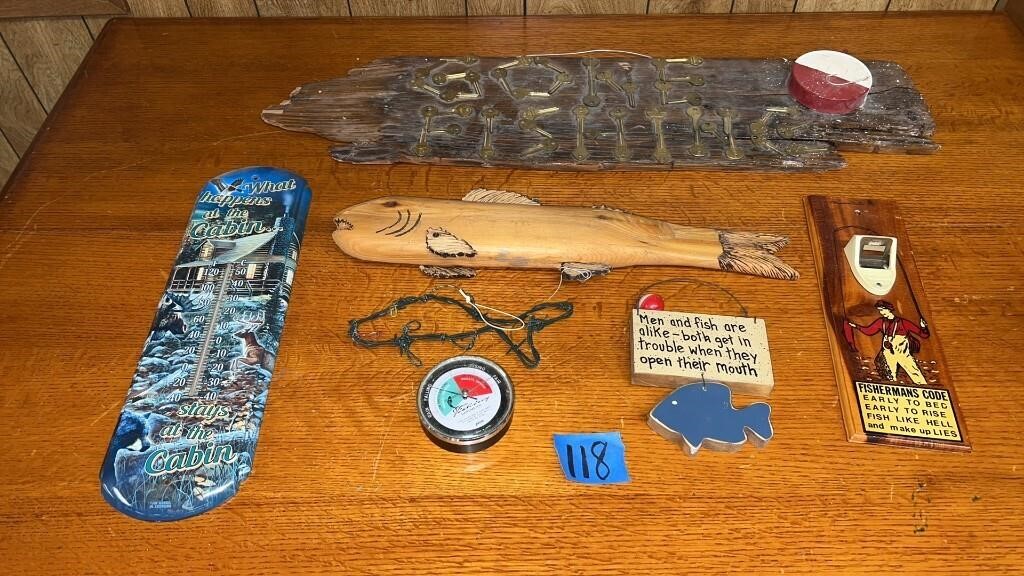 “Gone Fishing” wall art with keys, wall decor,