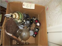 Assortment of votive holders, small table lamp