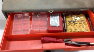 Storage bin with contents and tools