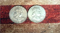 2 X 1963 Franklin Half Dollar