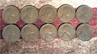 10 x 1950s Wheat Pennies - Mixed Dates