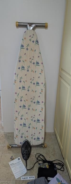 IRONING BOARD, IRON, AND APRONS