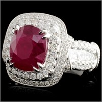 18K Gold Ruby & Diamond Ring 5.10ct & 1.70ctw