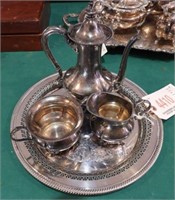 Victor Silver Co. quadra plate 3pc tea set