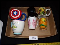(6) Mugs - (1) Captain America