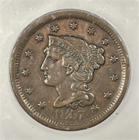 1857 Braided Hair Large Cent ICG XF40 details