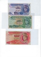 Malaysia set of 3 1,5,10 1982-1984 MA65