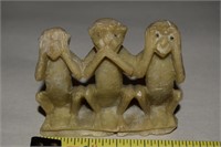 Chinese Carved Soapstone See Hear Speak Monkeys