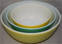 Vtg 3pc Pyrex Primary Colors Mixing Nesting Bowls