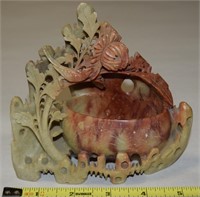 Vtg Chinese Carved Soaptone Shoushan Brush Pot