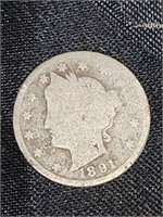 1891 USA 5 Cents Liberty Nickel