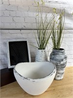 Decor use, bowl, piggy bank frame 8x10, vases 1