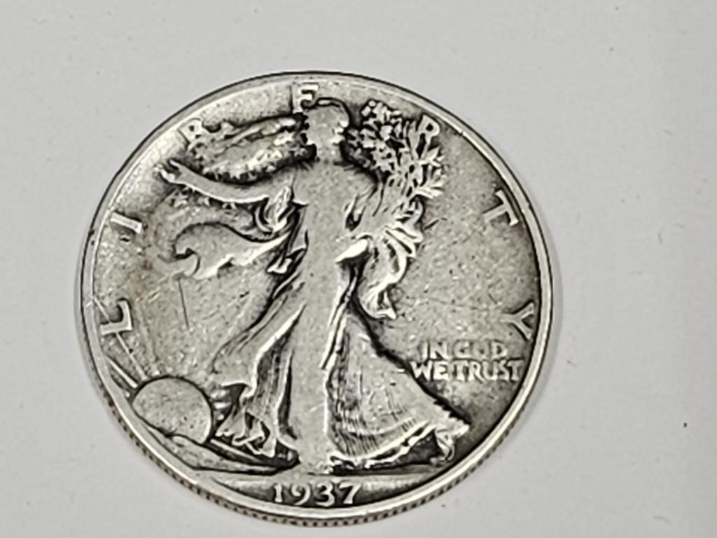 1937 S Silver Walking Liberty Half Dollar Coin