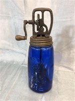 Cobalt Blue Glass Mixing Jar w/Mixer