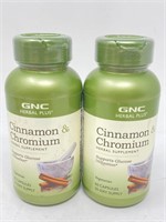 New (2) GNC Herbal Plus Cinnamon & Chromium, 60