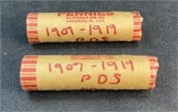 (2) ROLLS OF WHEAT PENNIES 1909 TO 1919