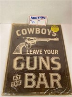 Cowboy Gun Bar Tin Sign