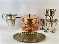 Selection of Copper, Silver on Copper, and Brass