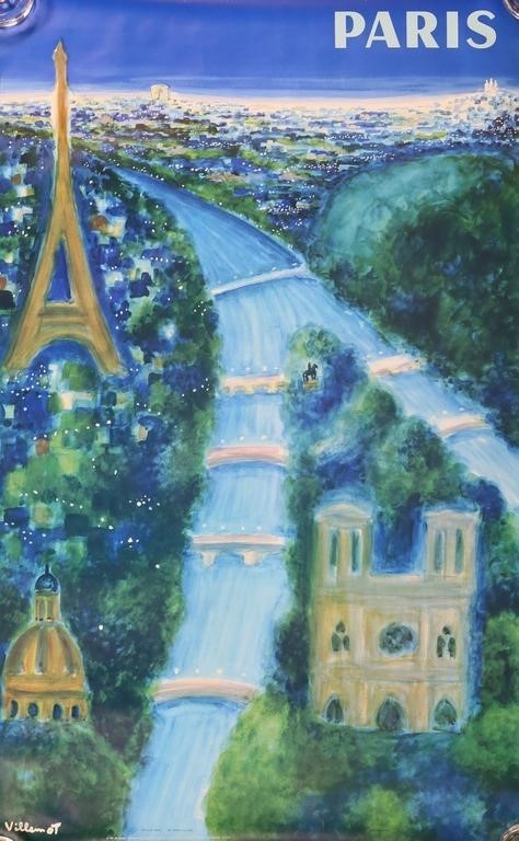 Bernard Villemot Paris Air France Travel Poster