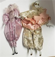 Porcelain Clown Dolls, 16"T