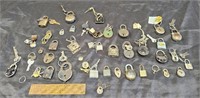 Group of antique and vintage locks and keys,