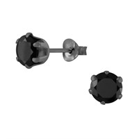 Round 1.64ct Black Plated Onyx Earrings