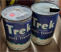 2 TREK HIGH TEST ANTI-FREEZE TIN CANS