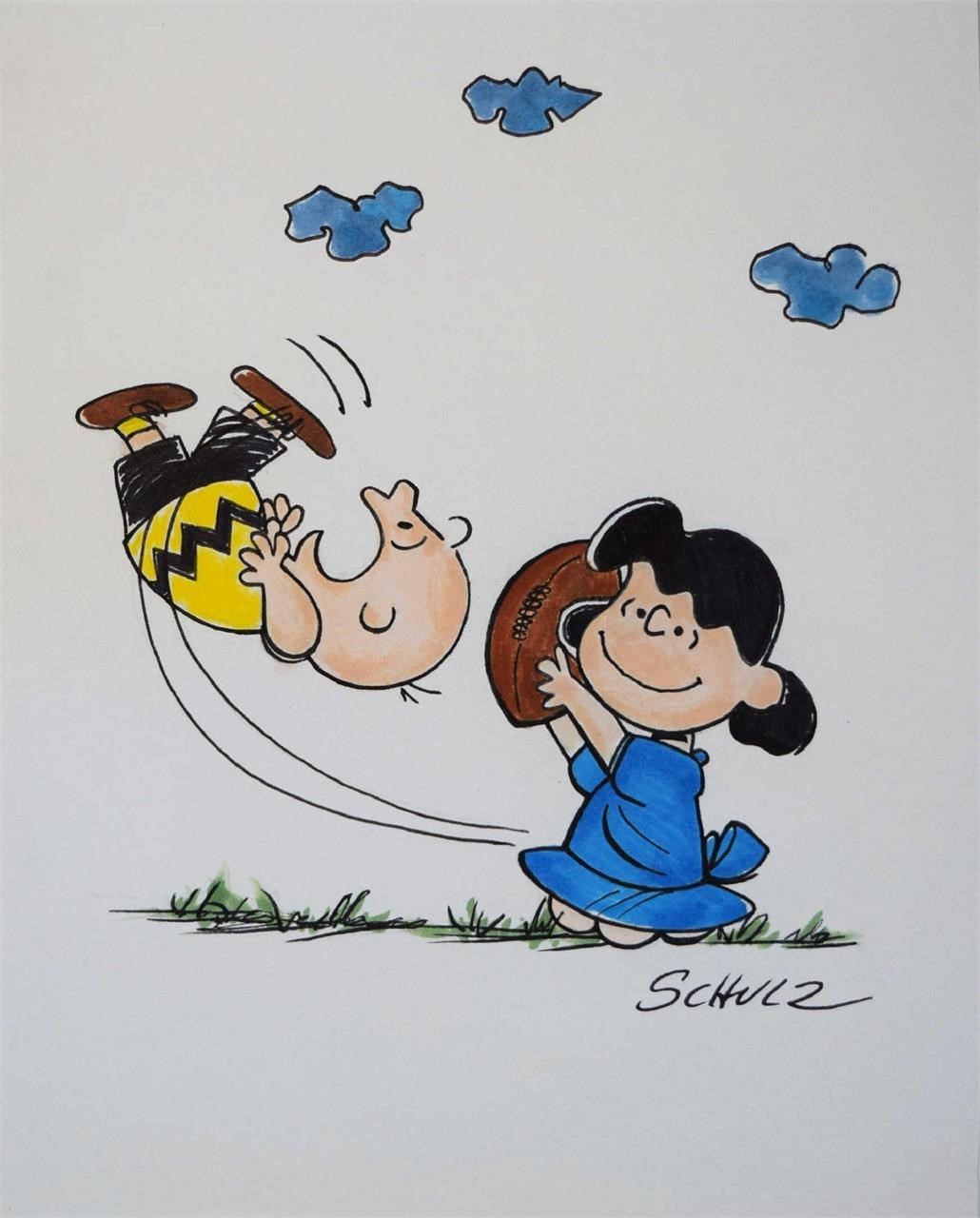 Charles Schulz Charlie Brown & Lucy original signe