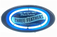 Vtg Three Feathers Whiskey Neon Advertising Sign