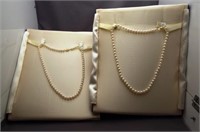 (2) Shop At Home 18" Pearl necklaces with gold