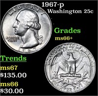 1967-p Washington Quarter 25c Grades GEM++ Unc