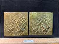 VINTAGE EMBOSSED SQUARE BRASS WALL PLATES