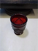 Ruby glass toothpick holder