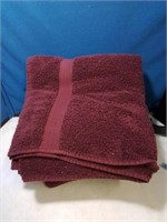 Pair of fluffy deep wine color main stays Bath