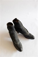 Victorian Black Leather Button Women's Boots