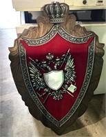 Wooden Framed Coat of Arms, 27" x 42". #LYS.