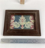 Jacquard coverlet fragment framed, 19th century