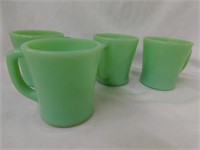 Jadeite Fire King D handle coffee mugs (4)