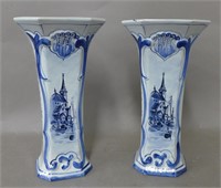 Pair Delft Pottery Vases