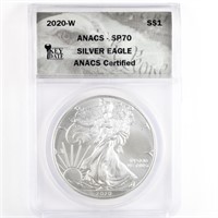 2020-W Burnished Silver Eagle ANACS SP70