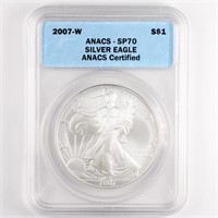 2007-W Burnished Silver Eagle ANACS SP70