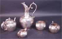 A five-piece sterling silver coffee set with