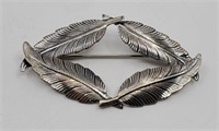 Jewelart, Sterling Silver Feathers Brooch