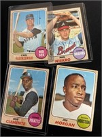 (4) 1968 Baseball Star Cards- Clemente, Yaz, etc.