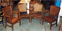 4 Vintage B L Marble Oak Banker Office Arm Chairs