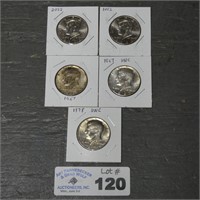 (5) Kennedy Half Dollars