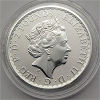 2021 2 LB BRITANNIA 1 OZ FINE SILVER ROUND COIN