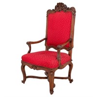 French Regence Carved Fauteuil a la Reine