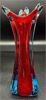 MCM Murano Sommerso Art Glass Vase Uv Reactive